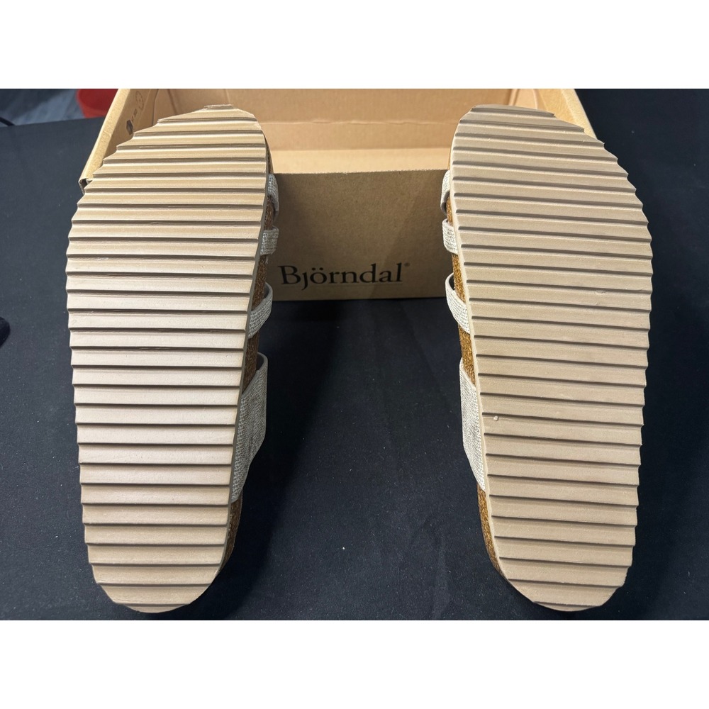 Bjorndal Sami Gold Metallic Multi Strap Buckle Cork Footbed Sandals Womens 9 M - Picture 3 of 4